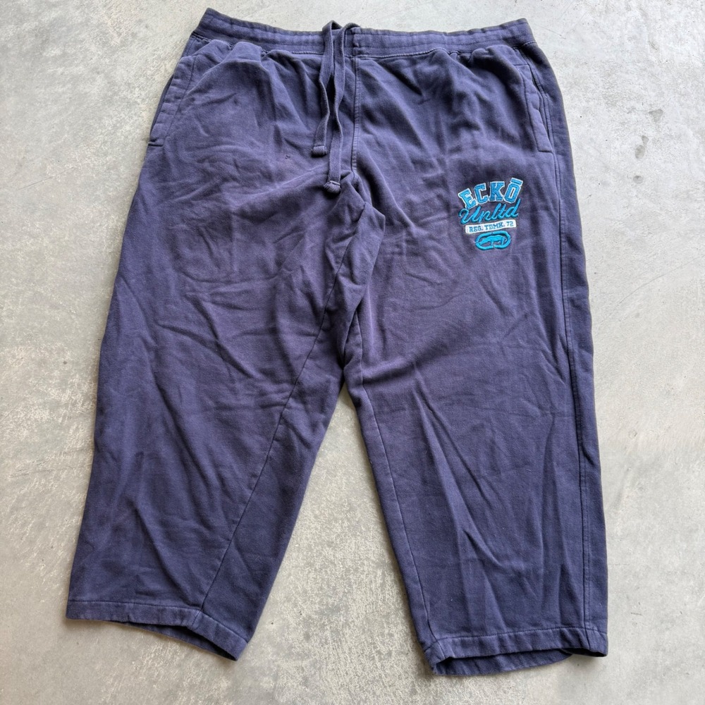 Ecko Unltd Mens Navy Blue Graphic Sweat Shorts Long Line Baggy Y2K Streetwear